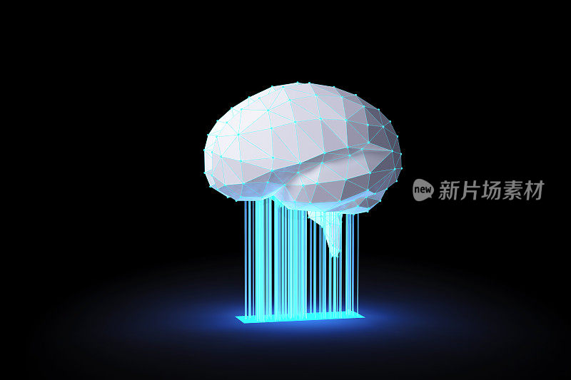 数字思维。概念人工智能大脑- 3D渲染